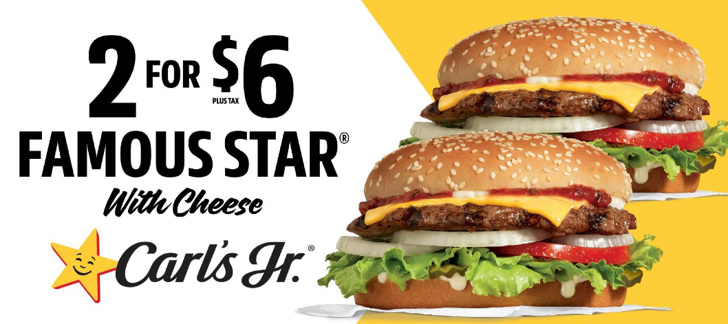 Carl’s Jr. 2 for $6 Specials